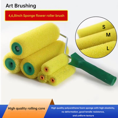 Brush de rodillo de pintura de espuma de fibra química con mango de plástico verde DIY Grado 2024