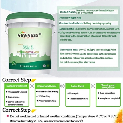 Aplicación de pincel ecológico Apariencia de la película dura Pintura de pared de emulsión de látex interior