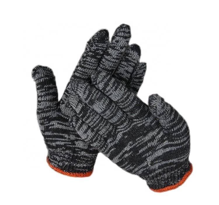 Guantes de trabajo de mano de algodón blanco profundo de seguridad de trabajo de punto con peso personalizado