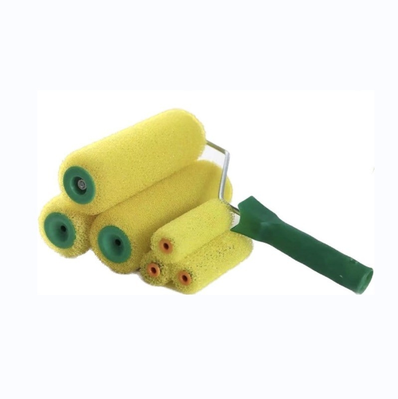 Brush de rodillo de pintura de espuma de fibra química con mango de plástico verde DIY Grado 2024